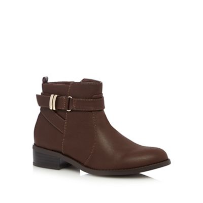 Good for the Sole Brown strapped wide fit ankle boots